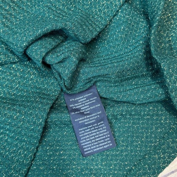 Tommy Hilfiger Women's Waffled Cold Shoulder Shirt Green Size XL - Picture 6 of 6